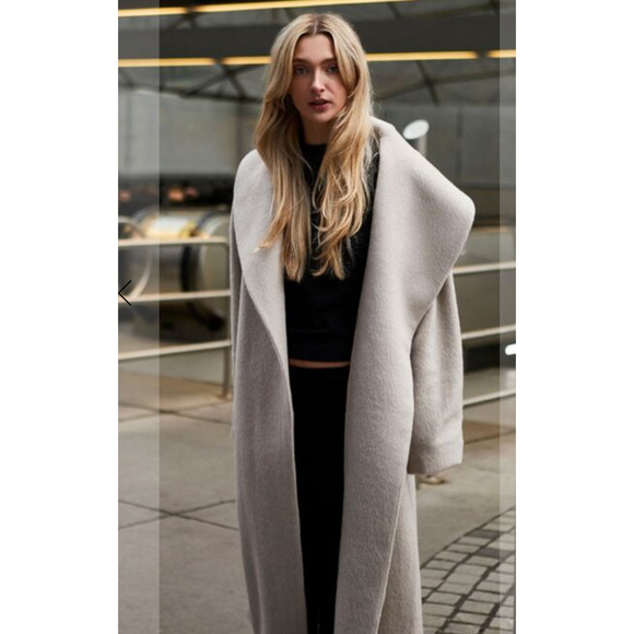 Tom Gutie Solange Baby Alpaca Suri Merino Wool Draped Coat Belted Medium - Picture 4 of 16